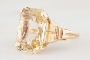 MID-CENTURY 8.50ct CITRINE COCKTAIL RING 9ct GOLD