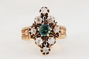ANTIQUE VICTORIAN c1880 SAPPHIRE & DIAMOND RING 15ct GOLD