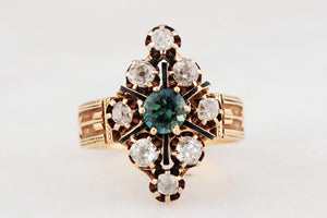 ANTIQUE VICTORIAN c1880 SAPPHIRE & DIAMOND RING 15ct GOLD