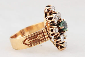 ANTIQUE VICTORIAN c1880 SAPPHIRE & DIAMOND RING 15ct GOLD