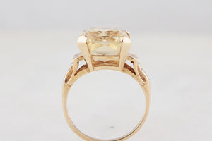 MID-CENTURY 8.50ct CITRINE COCKTAIL RING 9ct GOLD