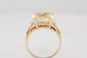 MID-CENTURY 8.50ct CITRINE COCKTAIL RING 9ct GOLD