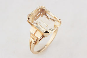 MID-CENTURY 8.50ct CITRINE COCKTAIL RING 9ct GOLD