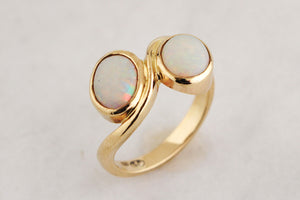 VINTAGE SOLID OPAL ‘TOI ET MOI’ RING 9ct GOLD