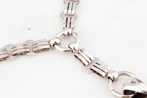 ANTIQUE VICTORIAN STERLING SILVER 1878 BOOK CHAIN & LOCKET