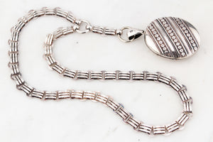 ANTIQUE VICTORIAN STERLING SILVER 1878 BOOK CHAIN & LOCKET