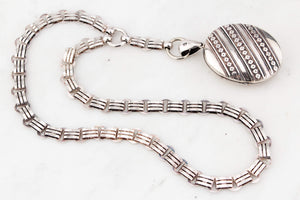 ANTIQUE VICTORIAN STERLING SILVER 1878 BOOK CHAIN & LOCKET