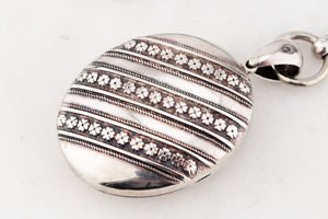 ANTIQUE VICTORIAN STERLING SILVER 1878 BOOK CHAIN & LOCKET