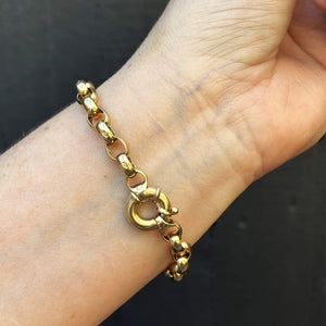 ANTIQUE EDWARDIAN c1910 SOLID ROLLO BRACELET 9ct GOLD