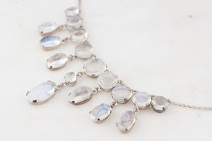 ANTIQUE EDWARDIAN c1900 STERLING SILVER MOONSTONE FESTOON NECKLACE