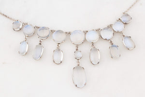 ANTIQUE EDWARDIAN c1900 STERLING SILVER MOONSTONE FESTOON NECKLACE