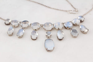 ANTIQUE EDWARDIAN c1900 STERLING SILVER MOONSTONE FESTOON NECKLACE