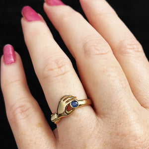 RETRO SAPPHIRE HAND RING 9ct GOLD