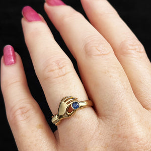 RETRO SAPPHIRE HAND RING 9ct GOLD