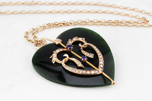 ANTIQUE VICTORIAN c1890 NEPHRITE JADE PENDANT 9ct GOLD