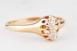 ANTIQUE EDWARDIAN c1900 DOUBLE DIAMOND RING 18ct GOLD