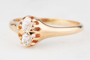 ANTIQUE EDWARDIAN c1900 DOUBLE DIAMOND RING 18ct GOLD