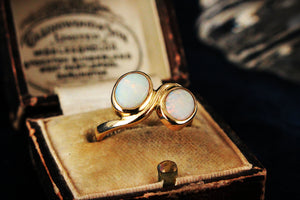 VINTAGE SOLID OPAL ‘TOI ET MOI’ RING 9ct GOLD