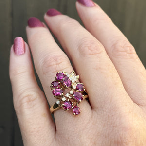 VINTAGE c1940 RUBY & DIAMOND RING 14ct GOLD