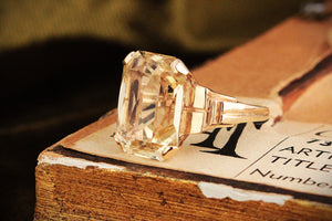 MID-CENTURY 8.50ct CITRINE COCKTAIL RING 9ct GOLD