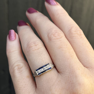 ANTIQUE ART DECO c1920 SAPPHIRE & DIAMOND RING 18ct GOLD