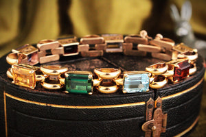 VINTAGE c1940/50 21.76ct MIXED GEM BRACELET 18ct GOLD