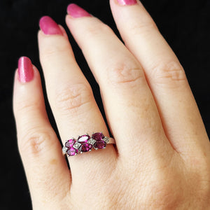 RHODOLITE GARNET & DIAMOND RING 9ct WHITE GOLD