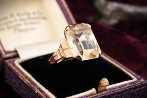 MID-CENTURY 8.50ct CITRINE COCKTAIL RING 9ct GOLD