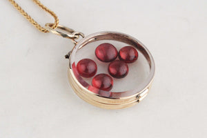 ANTIQUE EDWARDIAN GLASS LOCKET 9ct GOLD