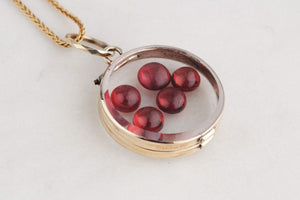 ANTIQUE EDWARDIAN GLASS LOCKET 9ct GOLD