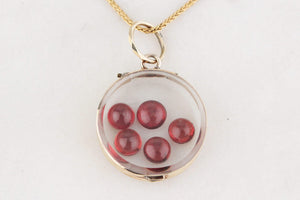 ANTIQUE EDWARDIAN GLASS LOCKET 9ct GOLD