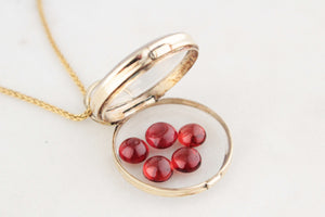 ANTIQUE EDWARDIAN GLASS LOCKET 9ct GOLD
