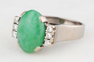 VINTAGE c1940 5ct JADE & DIAMOND RING 18ct GOLD