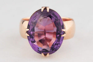 ANTIQUE EDWARDIAN 1914 AMETHYST DRESS RING 9ct GOLD