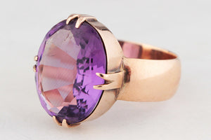 ANTIQUE EDWARDIAN 1914 AMETHYST DRESS RING 9ct GOLD