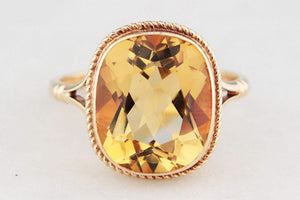 MID CENTURY CITRINE COCKTAIL RING 9ct GOLD