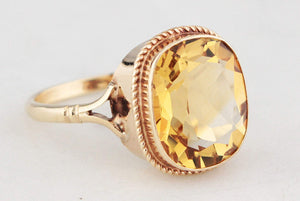 MID CENTURY CITRINE COCKTAIL RING 9ct GOLD