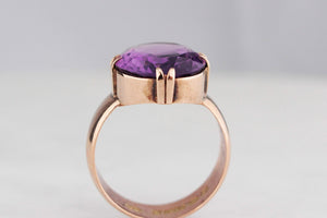 ANTIQUE EDWARDIAN 1914 AMETHYST DRESS RING 9ct GOLD