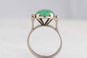 VINTAGE c1940 5ct JADE & DIAMOND RING 18ct GOLD