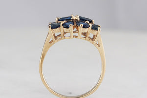 VINTAGE 2ct SAPPHIRE CLUSTER RING 9ct GOLD