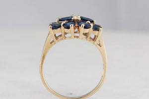 VINTAGE 2ct SAPPHIRE CLUSTER RING 9ct GOLD