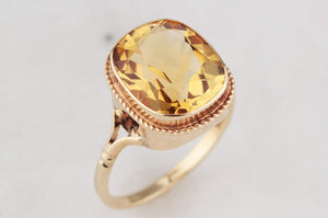 MID CENTURY CITRINE COCKTAIL RING 9ct GOLD