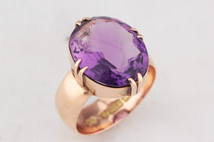 ANTIQUE EDWARDIAN 1914 AMETHYST DRESS RING 9ct GOLD