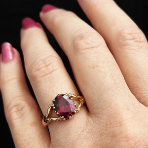 ANTIQUE VICTORIAN RHODOLITE GARNET RING 9ct GOLD