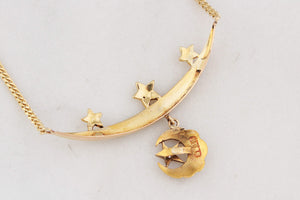 ANTIQUE EDWARDIAN CELESTIAL SEED PEARL AND DIAMOND NECKLACE