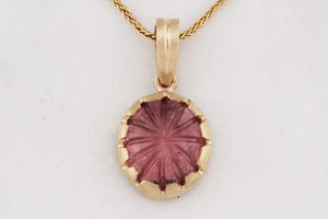 BESPOKE 5.80ct CARVED TOURMALINE PENDANT 9ct GOLD