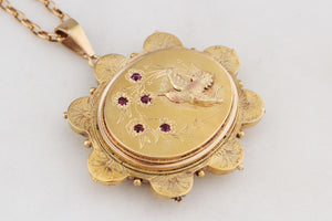 ANTIQUE AESTHETIC MOVEMENT RUBY LOCKET 15ct GOLD