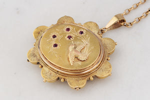 ANTIQUE AESTHETIC MOVEMENT RUBY LOCKET 15ct GOLD