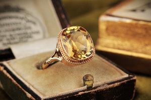 MID CENTURY CITRINE COCKTAIL RING 9ct GOLD