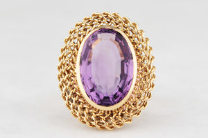 VINTAGE c1940’s AMETHYST COCKTAIL RING 18ct GOLD